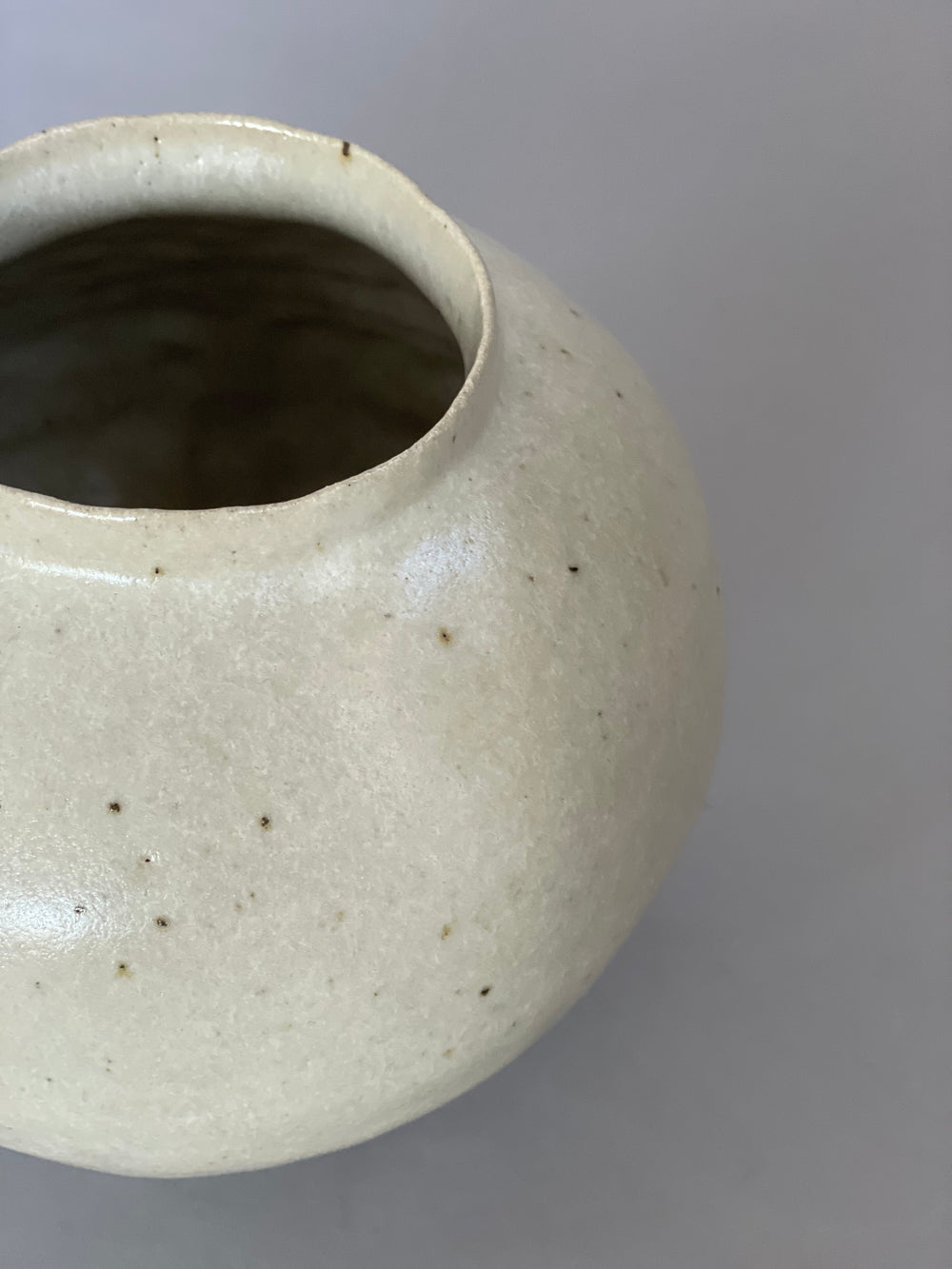 Close-up of a one-of-a-kind vase by Tor Harrison, highlighting subtle variations in the glaze.