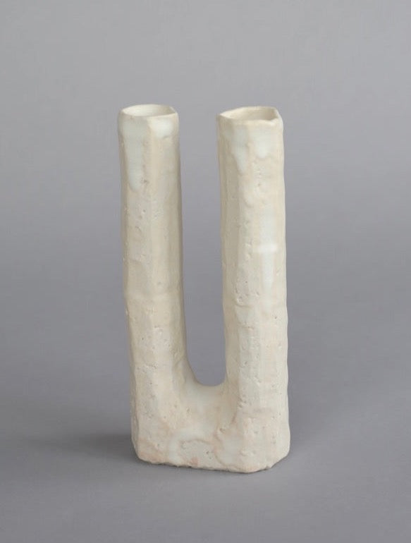 Sculptural white vase handmade by Australian ceramic artist, Kirsten Perry for Situ Studio.