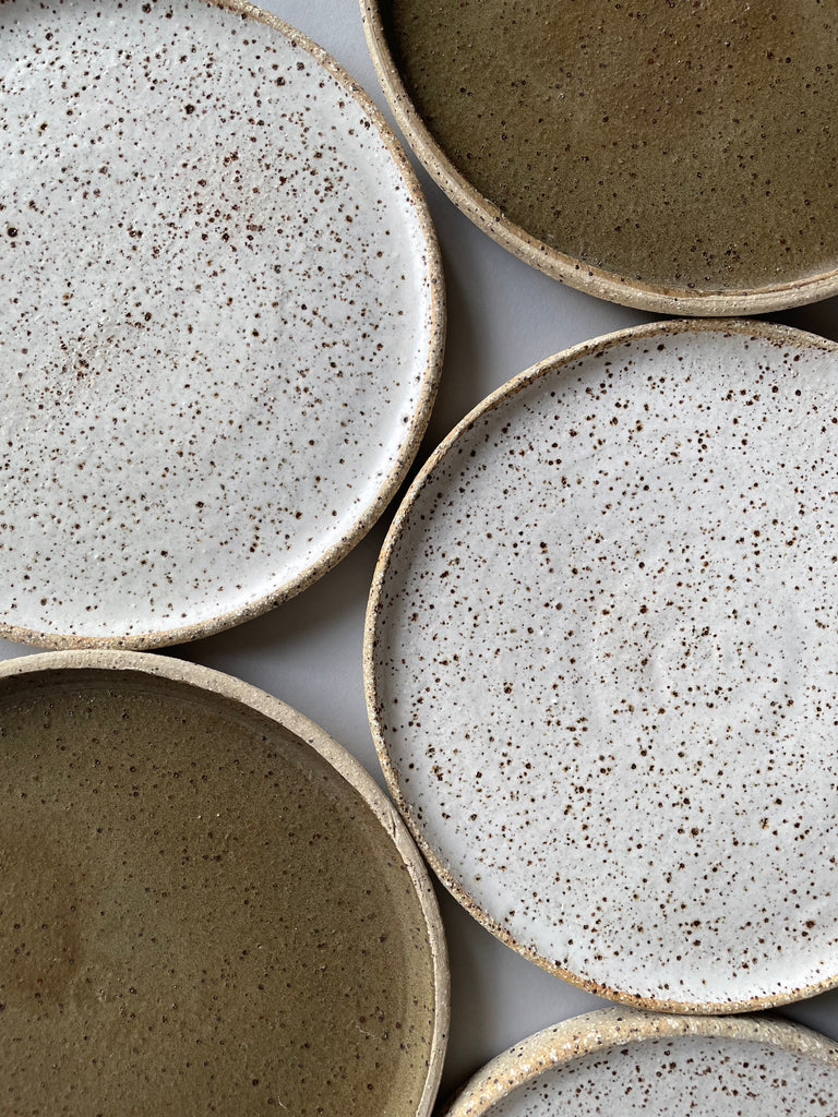  Special deep earthy green handmade plates made exclusively for Situ Studio by Auckland potter Kirsten Dryburgh. 