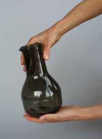 Handmade glass carafe in a lovely deep olive green. Made in collaboration with Monmouth Glass Studio for Situ Studio in small batch production. 